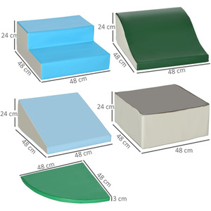 HOMCOM 6-Piece Soft Playset with Stairs and Ramp - Green, blue by HOMCOM