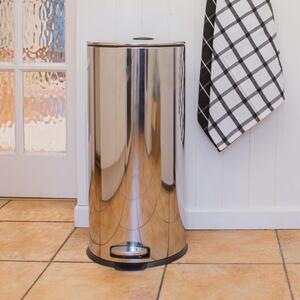 Round Stainless Steel Kitchen Pedal Bin - 30L - Black by Harbour Housewares