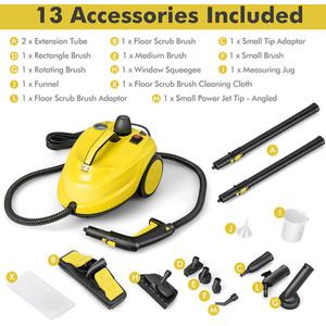 Costway 2000W Rolling Cleaning Machine Multipurpose Steam Cleaner - Yellow by Costway