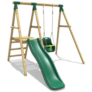 Wooden Swing Set with Slide by Rebo