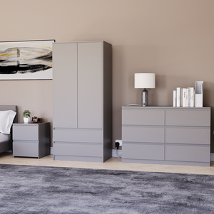 Denver Bedroom Set (2 Drawer Bedside, 6 Drawer Chest, 2 Door 2 Drawer Wardrobe) by Vida Designs