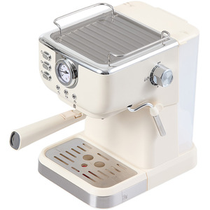 Retro Coffee Espresso Machine with Latte Milk Frother - Cream-coloured by Livingandhome