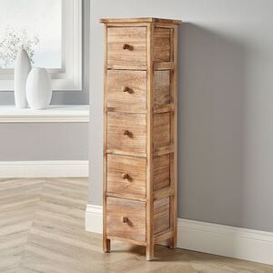 Home Source Canterbury Solid Wood 5 Drawer Chest Storage Unit - Natural - White by Home Source