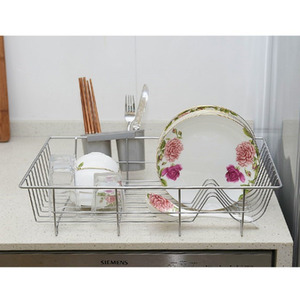 Metal Dish Drying Rack Dish Drainer Rack with Tray - Grey by Livingandhome