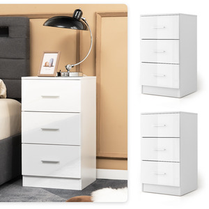 2 Pack Night Stand Storage Organizer - White by Costway