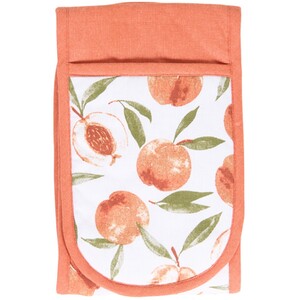Sweet Peach Double Oven Glove - Peach and White