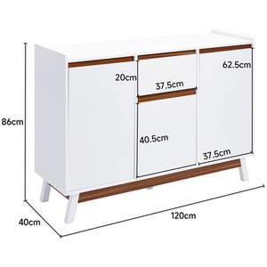 White Storage Sideboard with Drawer - White by Livingandhome