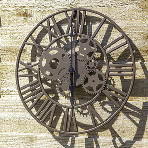 Mechanical Cog Outdoor Clock - Brown by Garden Mile