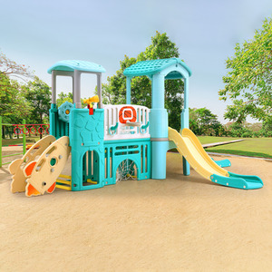 Toddlers Slide and Climber with Balls and Ring Toss - Light Blue by Livingandhome