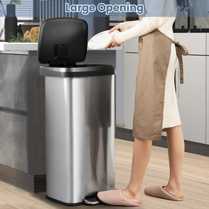 68L Step Trash Can Garbage Bin - Silver by Costway