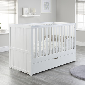 Jo Modern cot bed with Drawer - White by Baby Snooze