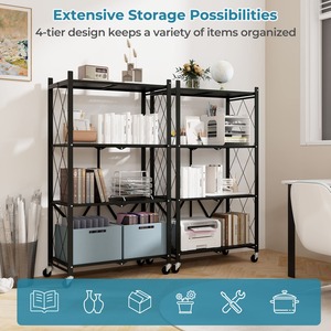 4-Tier Foldable Storage Shelf - Black by Costway