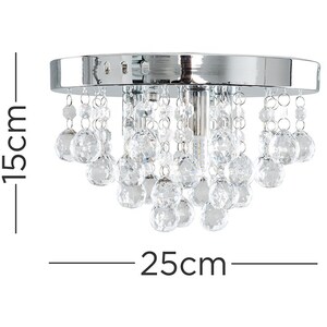 Modern Polished Chrome And Clear Acrylic Droplet Flush Ceiling Light Fitting - Silver by ValueLights