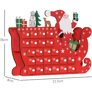 HOMCOM Christmas Advent Calendar with 24 Countdown Drawers - Red by HOMCOM