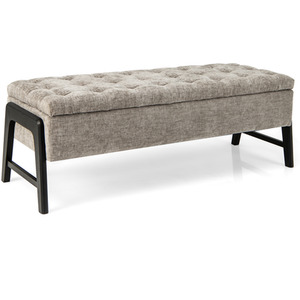 Modern Chenille Storage Bench - Grey by Costway