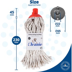 Traditional cord Mop. Replacement Mop Head. Fits all UK sticks. - White by Mr Cleanie
