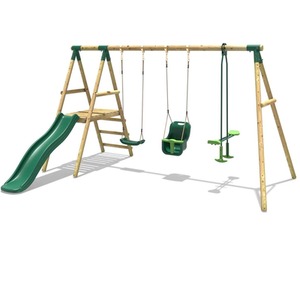 Wooden Swing Set with Slide by Rebo