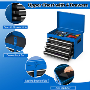 Tool Storage Cabinet with Lockable Wheels - Blue by GAINOOM