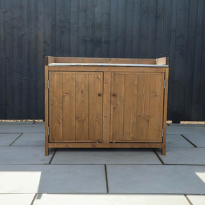 Outdoor Wooden Kitchen Double Cabinet Pressure Treated - Brown by Waltons