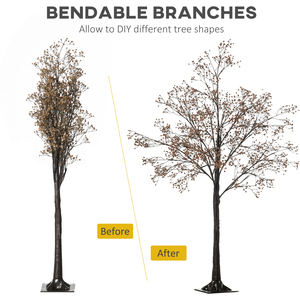 HOMCOM Artificial Gypsophila Tree with Lights Baby Breath Flowers - Brown / 4ft by HOMCOM