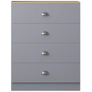 3 Piece Wardrobe Set Bedside and Chest of Drawers Bedroom Furniture - Soft Grey and Natural by Wyld and Coco