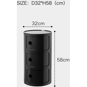 Round Beside Table Filling Cabinet Chest Unit Stockable - Black / 3 by Livingandhome