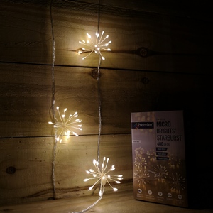 20 Multi Function Starburst Battery Operated Christmas Lights - Warm White by Samuel Alexander