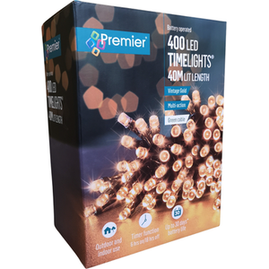 LED Battery Power Christmas Lights Multi Function with Timer - Vintage Gold by Samuel Alexander