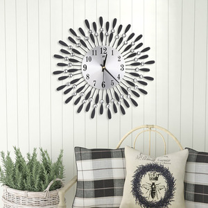 Crystal Sun-Shaped Wall Clock - Black by Livingandhome