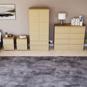 Denver Bedroom Set (2 Drawer Bedside(x2), 8 Drawer Chest, 2 Door Wardrobe) by Vida Designs