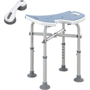 HOMCOM Adjustable Shower Stool with Grab Rail Padded Seat by HOMCOM