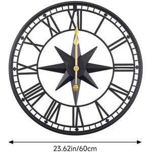 Metal Minimalist Roman Numerals Wall Clock - Black by Livingandhome