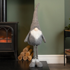 Christmas Plush Grey Standing Gonk Long Legs LED Illuminated Beard - Grey by Samuel Alexander