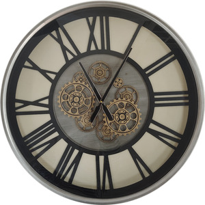 Vanity Living Silver and Gold Wall Clock with Gear Design - Silver by Vanity Living