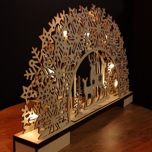 Light up Wooden Christmas Deer with Snowflake Bridge - Brown by Samuel Alexander