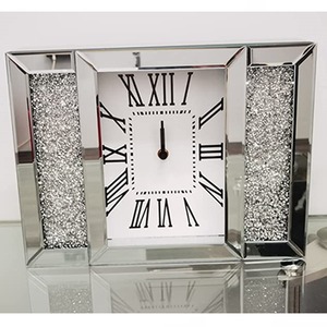 Wall Clock Roman Numbers Diamante Mirror - Silver by DEENZ