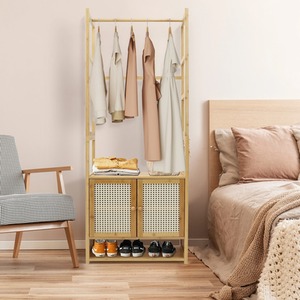 Bamboo Storage Cabinet Clothes Rack - Natural by Wyld and Coco