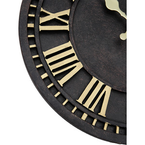 Industrial Round Roman Numeral Wall Clock - Gold and Black by Livingandhome