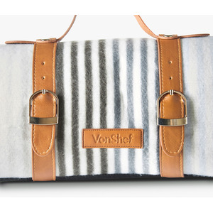 Picnic Blanket with Faux Leather Carry Handle - White / 180cm by VonShef