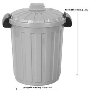 Silver Clip Top Storage Bin 25L Medium Waste Paper Bin Toy Storage Pet Food Tub - Silver by RSW