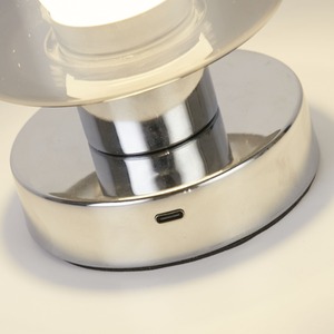 Rechargeable Chrome Smoke Glass Table Lamp - Silver by Lighting Collection