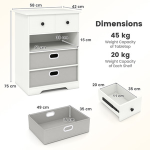 4-Drawer Dresser Modern Chest Storage Organizer - White by Costway