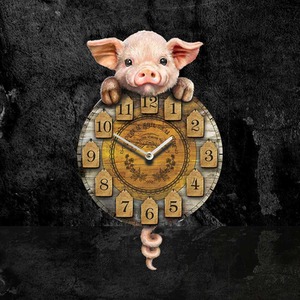 Piggin Tickin Pig Pendulum Clock - H32cm by Nemesis Now