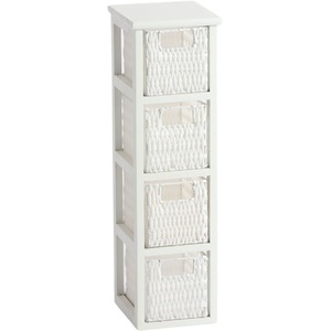 Lopera Rattan Basket 4 Drawer Tower Storage Unit - White by Home Source