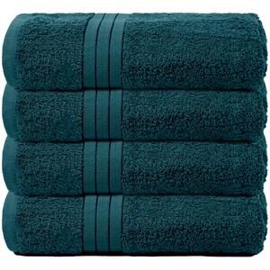 Pack of Cotton Bath Towels - Teal / 4 by Brentfords