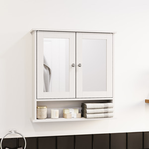 Priano 2 Door Mirrored Wall Cabinet With Shelf - White by Vida Designs