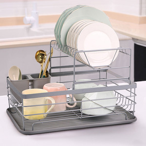 Kitchen Dish Drainer with Draining Board - Silver Grey by lifeideas