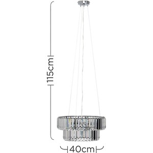 Elegant 5 Way Tiered Chrome And Clear Crystal Ceiling Light Pendant Fitting - Silver by ValueLights