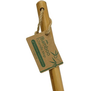 Natural Bamboo and Chenille Flat Floor Mop - Neutral by JVL