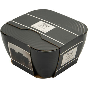 Set of 4 Nera Ribbed Mugs - Black
